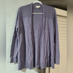 LOFT Dusty Lavender Open-Front Rib-Yoke Cardigan Size Large